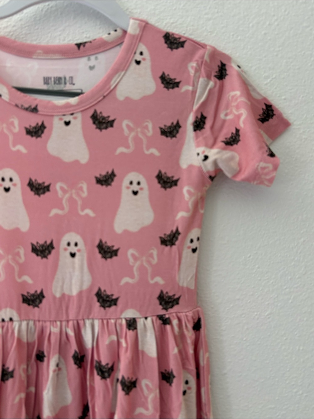 Girls' Pink Ghost Halloween Bamboo Dress